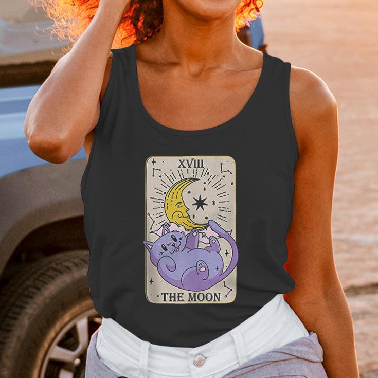 Tarot Card The Moon Xviii Kawaii Goth Pastel Cat Mystical Unisex Tank Top Gifts for Women