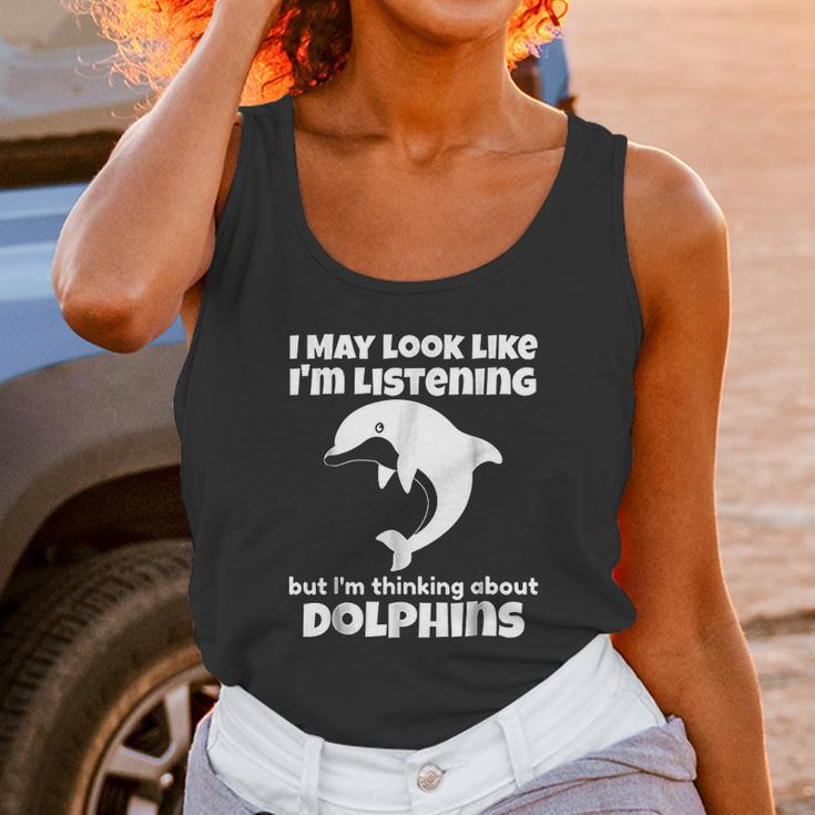 I Am Thinking About Dolphins Funny Dolphins Unisex Tank Top Gifts for Women