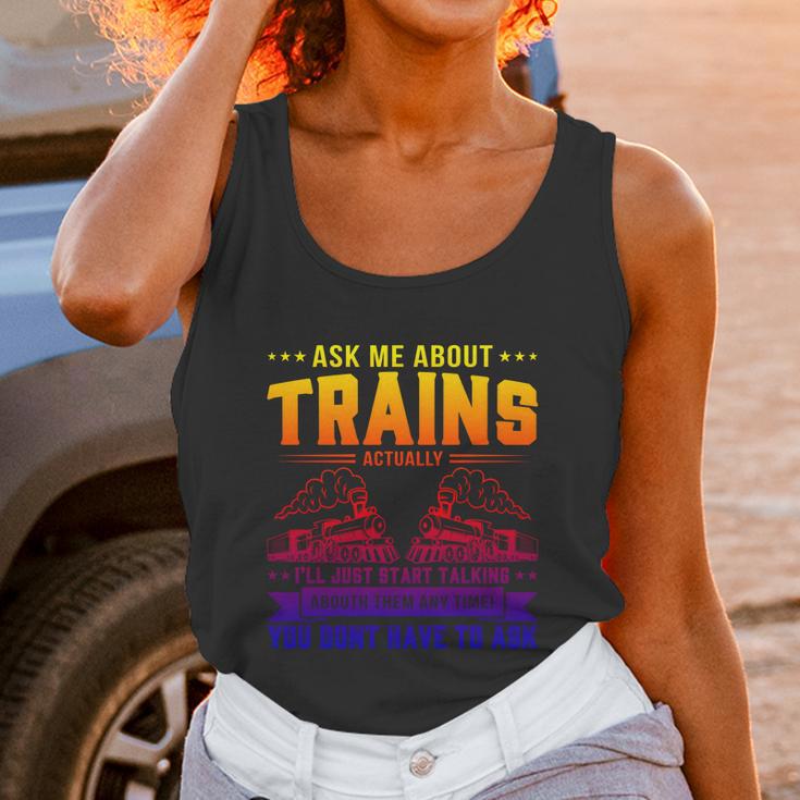 Trainspotting Ask Me About Trains Trainspotter Train Railway Cool Gift Unisex Tank Top Gifts for Women