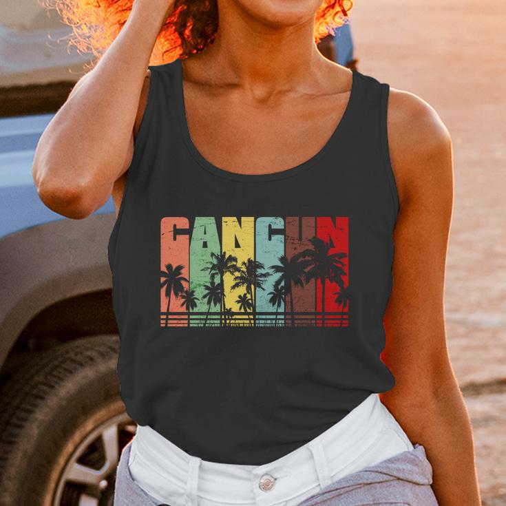 Vintage Retro Cancun Palm Tree Logo Unisex Tank Top Gifts for Women