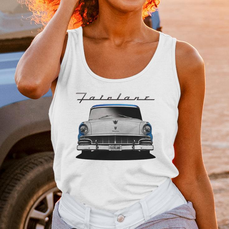 1956 Ford Fairlane Front Blue White Unisex Tank Top Gifts for Women