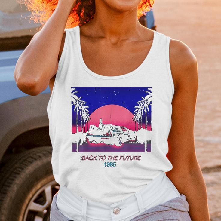 Back To The Future 1985 Neon Delorean Sunset Graphic Unisex Tank Top Gifts for Women