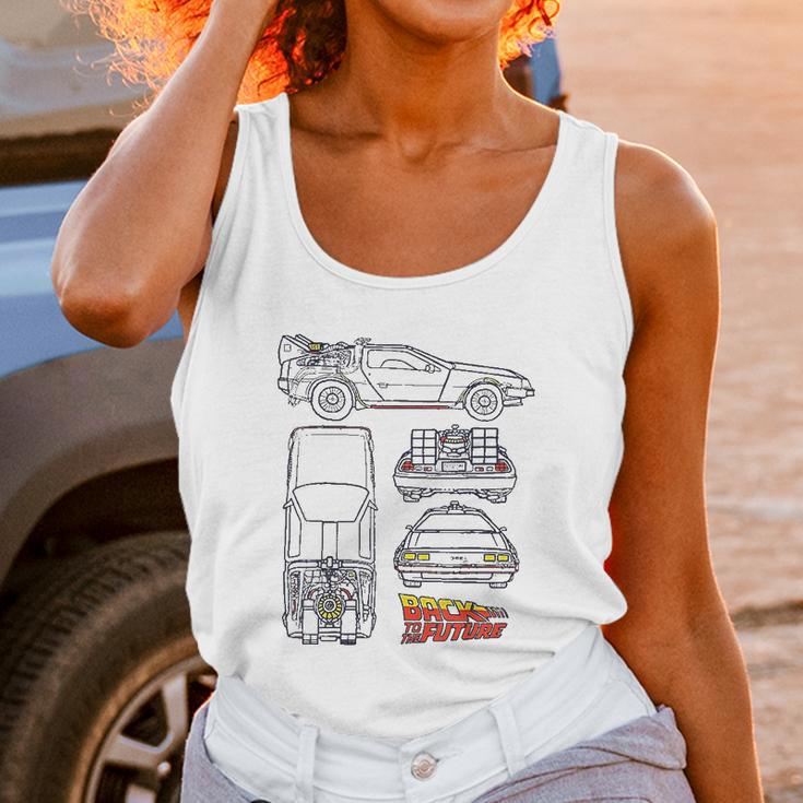 Back To The Future Delorean Blueprint Unisex Tank Top Gifts for Women