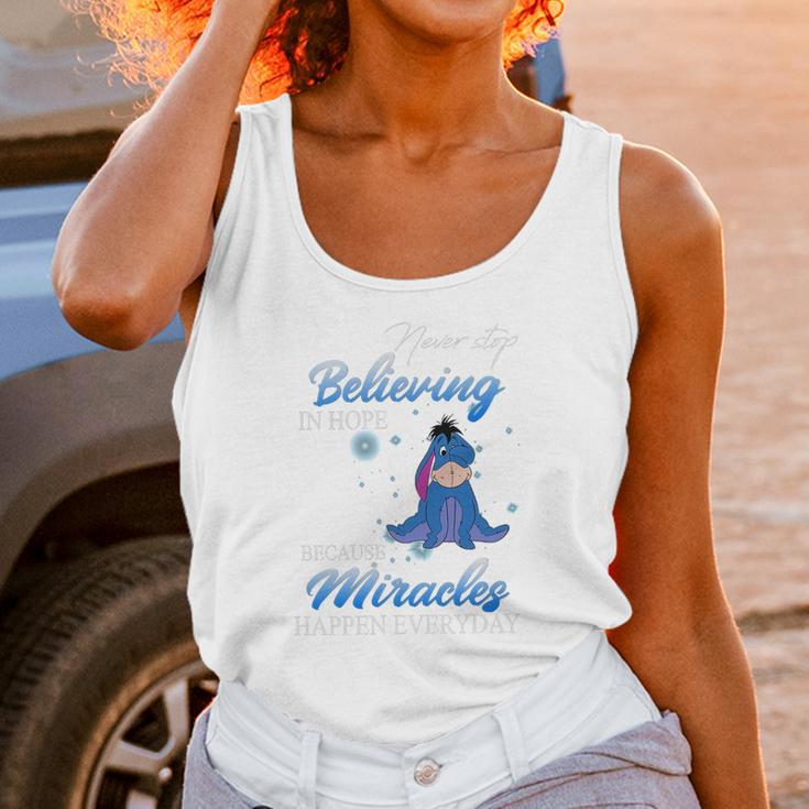 Eeyore Never Stop Believing In Hope Because Miracles Happen Everyday Shirt Unisex Tank Top Gifts for Women