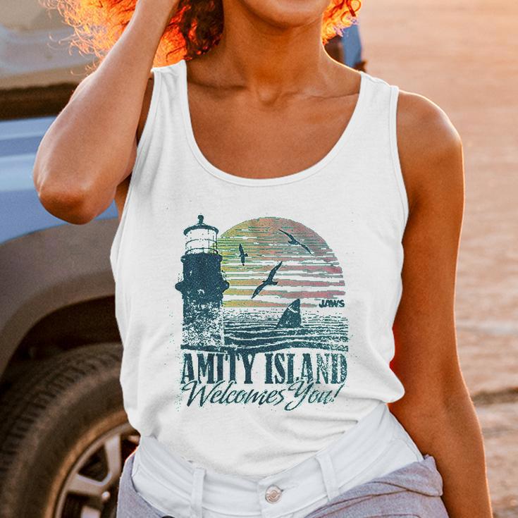 Jaws Amity Island Welcomes You Lighthouse Mahi Heather Unisex Tank Top Gifts for Women