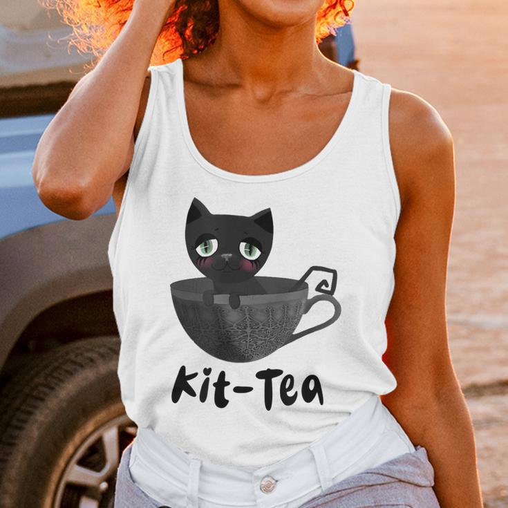 Kit-Tea Cat Lovers Creepy Kawaii Pastel Goth Kitten Teacup Unisex Tank Top Gifts for Women