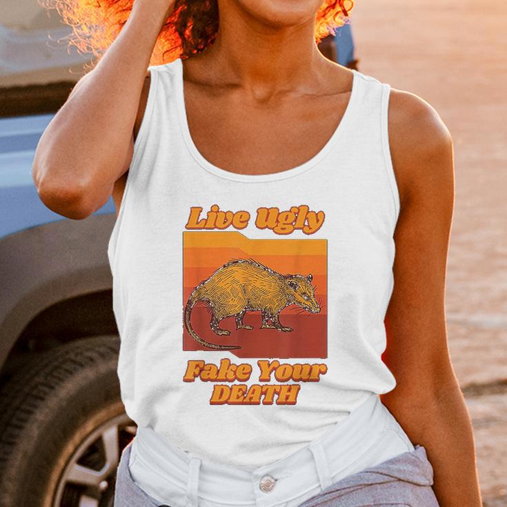 Live Ugly Fake Your Death Retro Unisex Tank Top Gifts for Women