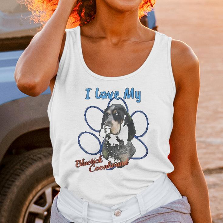 I Love My Bluetick Coonhound Dog Lover Paws Print Unisex Tank Top Gifts for Women