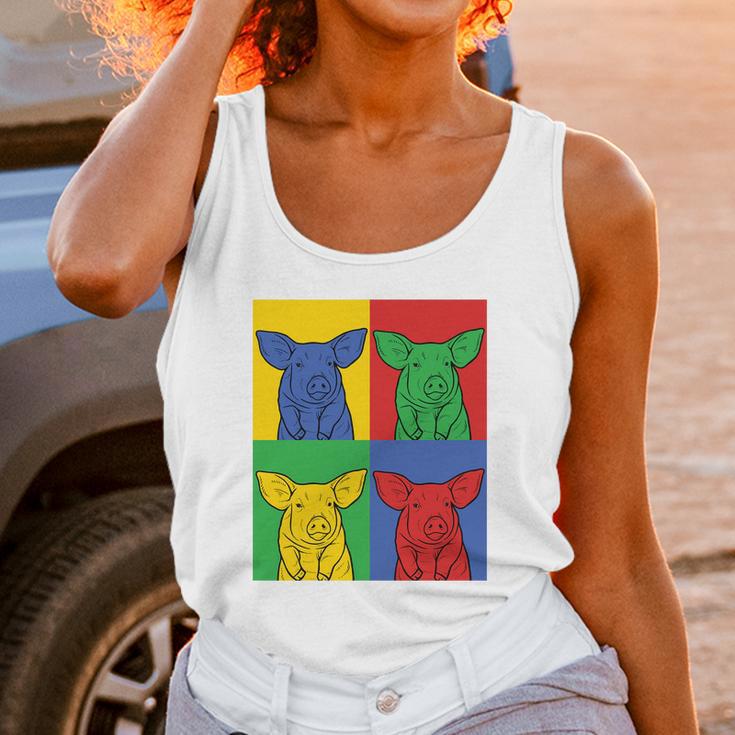 Pig Pop Art Retro Piggy Tee Unisex Tank Top Gifts for Women