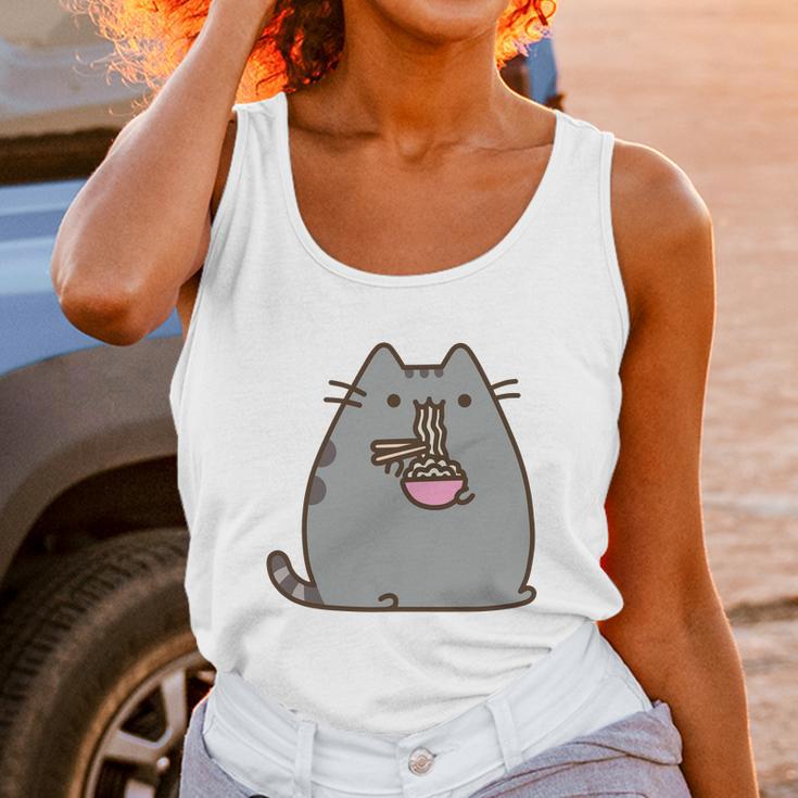 Pusheen The Cat Eating Noodles Unisex Tank Top Gifts for Women