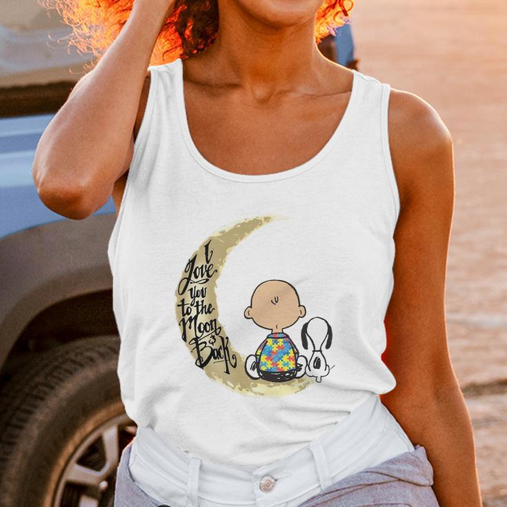 Snoopy Charlie Brown Autism I Love You To The Moon Back Unisex Tank Top Gifts for Women