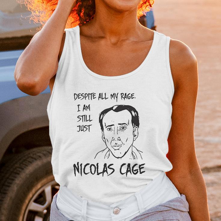 Strange Cargo Despite All My Rage Nicolas Cage Funny Parody Unisex Tank Top Gifts for Women