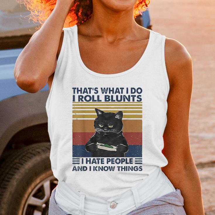 Thats What I Do I Roll Blunts I Hate People Cat Funny Unisex Tank Top Gifts for Women