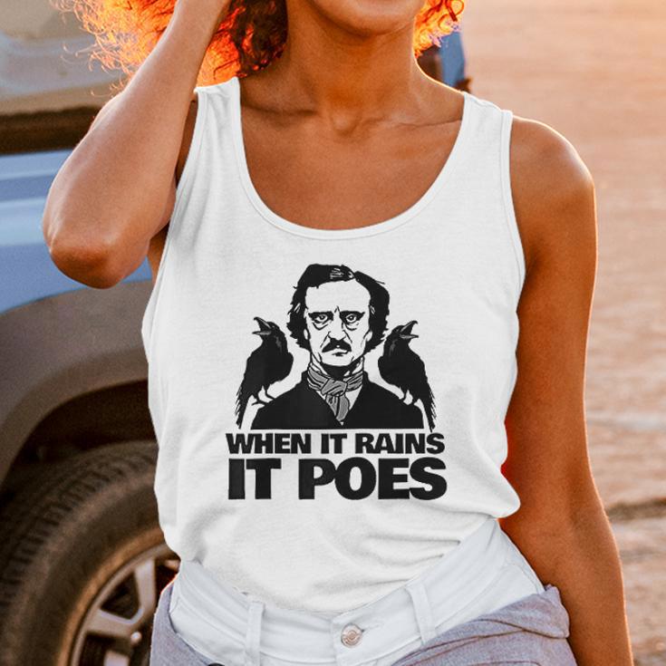 When It Rains It Poes Funny Edgar Allan Poe Unisex Tank Top Gifts for Women