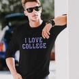 Charlie Hustle Unisex Vintage Grey I Love College Unisex Long Sleeve Gifts for Him