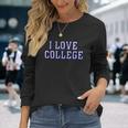 Charlie Hustle Unisex Vintage Grey I Love College Unisex Long Sleeve Gifts for Her