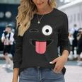 Halloween Costume Emoji Face Wink Eye Tongue Unisex Long Sleeve Gifts for Her