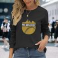 Vintage Downtown Milwaukee Wisconsin Skyline Baseball Unisex Long Sleeve Gifts for Her