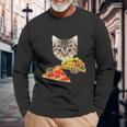 Cat Eating Taco And Pizza Shirt Funny Kitty By Zany Brainy Unisex Long Sleeve Gifts for Old Men