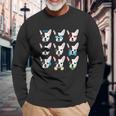 Emoji Boston Terrier Dog Faces Unisex Long Sleeve Gifts for Old Men