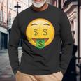 Emoji Money Face Cute Smile Dollar Signs Eyes Mouth Emotic Unisex Long Sleeve Gifts for Old Men