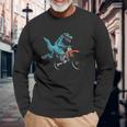 Funny Dino On Dirt Bike Trex Lover Rider Motorcycle Riding Unisex Long Sleeve Gifts for Old Men