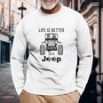 Pit Bull In A Jeep Unisex Long Sleeve Gifts for Old Men