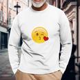 Winky Face Smiley With Heart Kiss Emoji Unisex Long Sleeve Gifts for Old Men