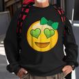 Emoji Saint Patricks Day Girls Green Heart Eyes Bow Sweatshirt Gifts for Old Men