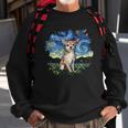 Tan Chihuahua Starry Night Impressionist Dog Art Sweatshirt Gifts for Old Men