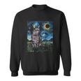 Gray Tabby Tiger Cat Starry Night Moon And Stars Art By Aja Sweatshirt