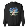 Tan Chihuahua Starry Night Impressionist Dog Art Sweatshirt