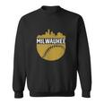 Vintage Downtown Milwaukee Wisconsin Skyline Baseball Sweatshirt