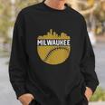 Vintage Downtown Milwaukee Wisconsin Skyline Baseball Sweatshirt Gifts for Him