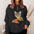 Cat Eating Taco And Pizza Shirt Funny Kitty By Zany Brainy Sweatshirt Gifts for Her