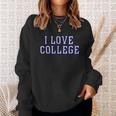 Charlie Hustle Unisex Vintage Grey I Love College Sweatshirt Gifts for Her