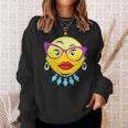 Smiling Emojis Lady Bling Face Glasses Costume Sweatshirt Gifts for Her