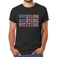 Distressed Usa Wrestling Gift American Flag Gift Men T-Shirt