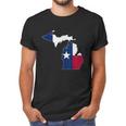 Michigan State Map Texas Flag Men T-Shirt