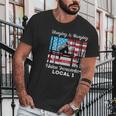 Hanging And Banging Union Ironworkers Us Flag Labor Day Gift Graphic Design Printed Casual Daily Basic Men T-Shirt