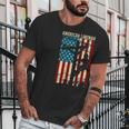 Line American Flag Electric Cable Gift Patriotic Line Gift Men T-Shirt