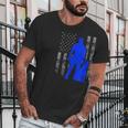 Male K9 Officer Blue Line Flag Men T-Shirt