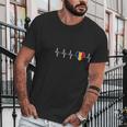 Romanian Heartbeat I Love Romania Heart Flag Men T-Shirt