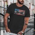 Steam Locomotive Train American Flag Men T-Shirt