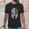 Blue Line American Flag Spartan Head Men T-Shirt