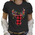 Funny Classic Red & Black Christmas Buffalo Plaid Deer Women T-Shirt