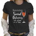 Lucoin Wine Surviving Social Distancing One Glass At A Time Women T-Shirt