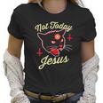 Womens Not Today Jesus Hail Satan Satanic Cat Death Metal Halloween V-Neck Women T-Shirt