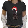 Santa Black Cat Tangled Up In Lights Christmas Santa Women T-Shirt