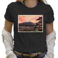 Vintage Japanese Mt Fuji Pagoda And Cherry Blossoms Women T-Shirt